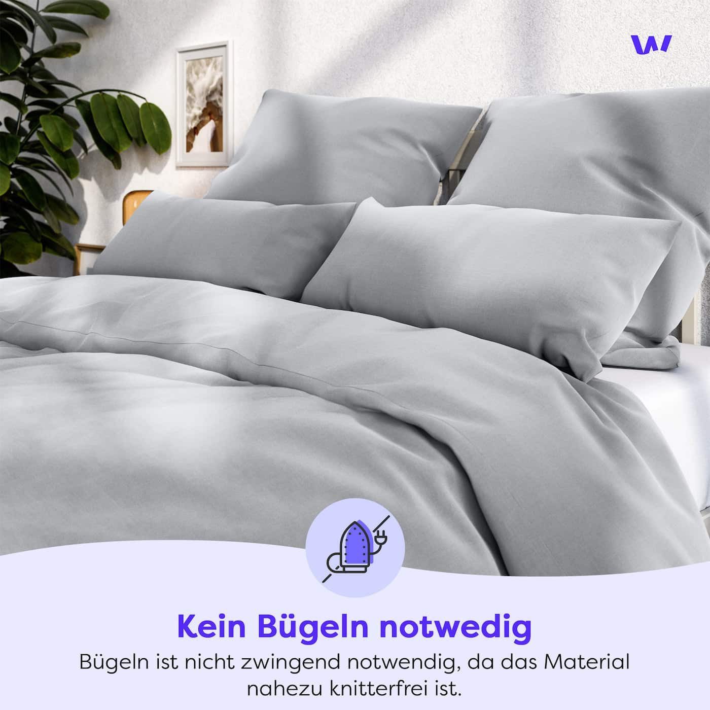 Wolkenfeld Bettwäsche Allergiker Bettwäsche, unfassbar weich, Microfaser, 2 teilig, 135x200 cm, 155x220 & Übergrößen I inkl. Kissenbezüge 80x80 I Uni – Bild 3 von 5