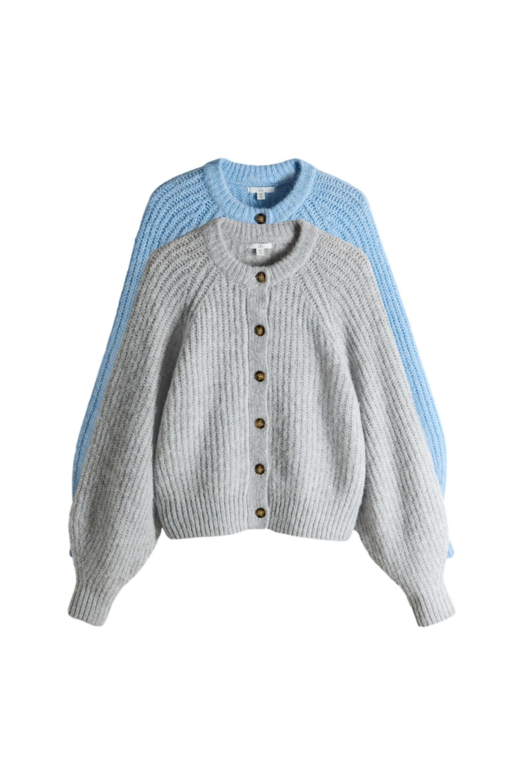 The Set Strickjacke The Set gerippte grobgestrickte Jacken, 2er-Pack (2-tlg)