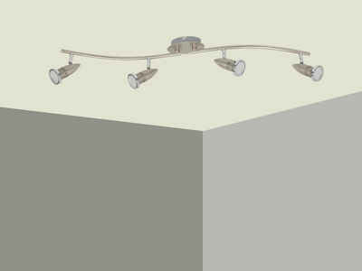 TRANGO LED Deckenstrahler, 4-flammig 2005-042-5W LED Deckenleuchte *ANY* inkl. 4x 5 Watt GU10 LED Leuchtmittel in Edelstahl-Optik I Deckenlampe I Deckenstrahler I Deckenspots, Lampe schwenkbar und drehbar