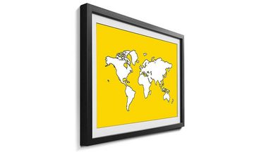 WandbilderXXL Kunstdruck Map Of The World Yellow, Weltkarte, Wandbild, in 4 Größen erhältlich