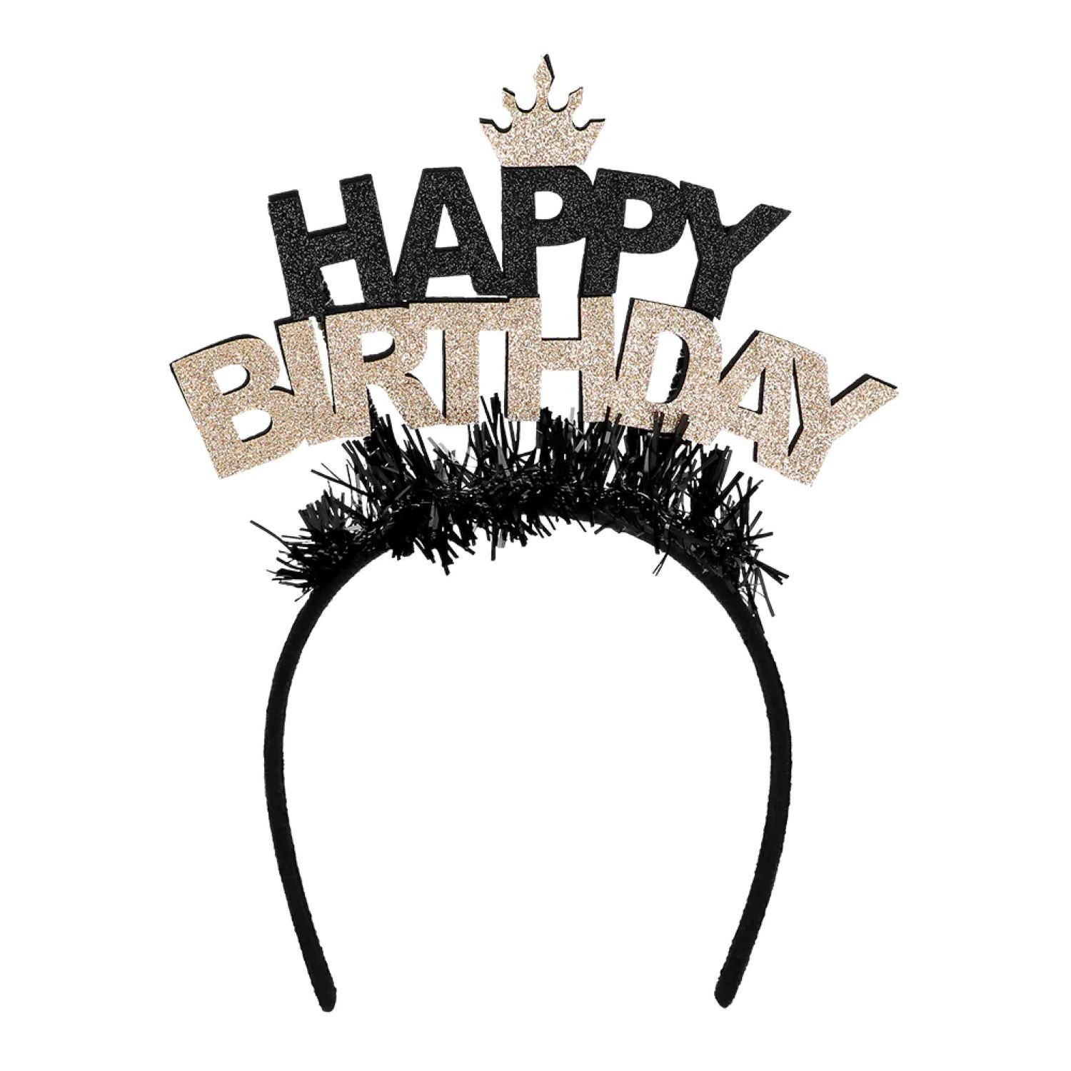 Boland Kostüm Haarreif 'Happy Birthday' Diadem, Gold Schwarz