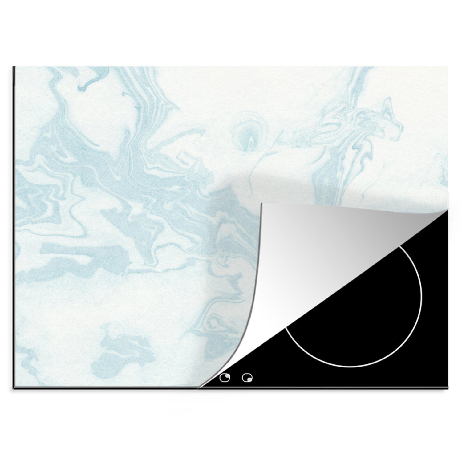 MuchoWow Herdblende-/Abdeckplatte Marmor - Weiß - Linie, Vinyl, (1 tlg), 70x52 cm, Mobile Arbeitsfläche nutzbar, Ceranfeldabdeckung