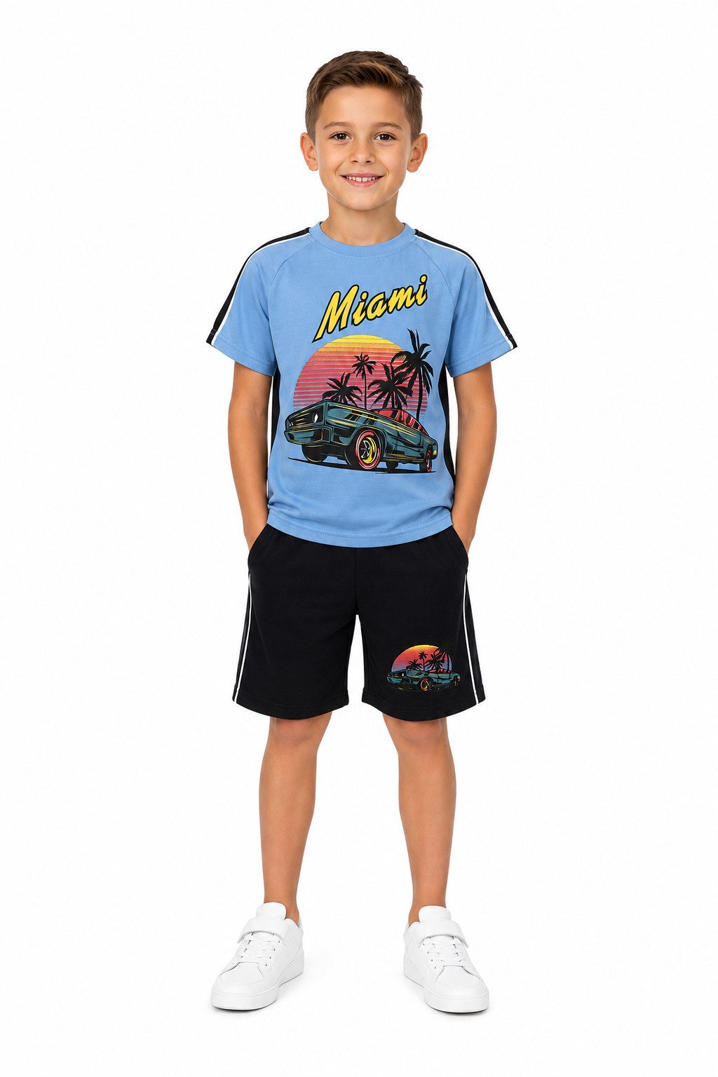 Fashion Boy T-Shirt & Bermudas T-Shirt + Shorts Sommerset 2er Set Bermuda Sweatshorts Sommer js152e (Set, T-Shirt+Shorts)