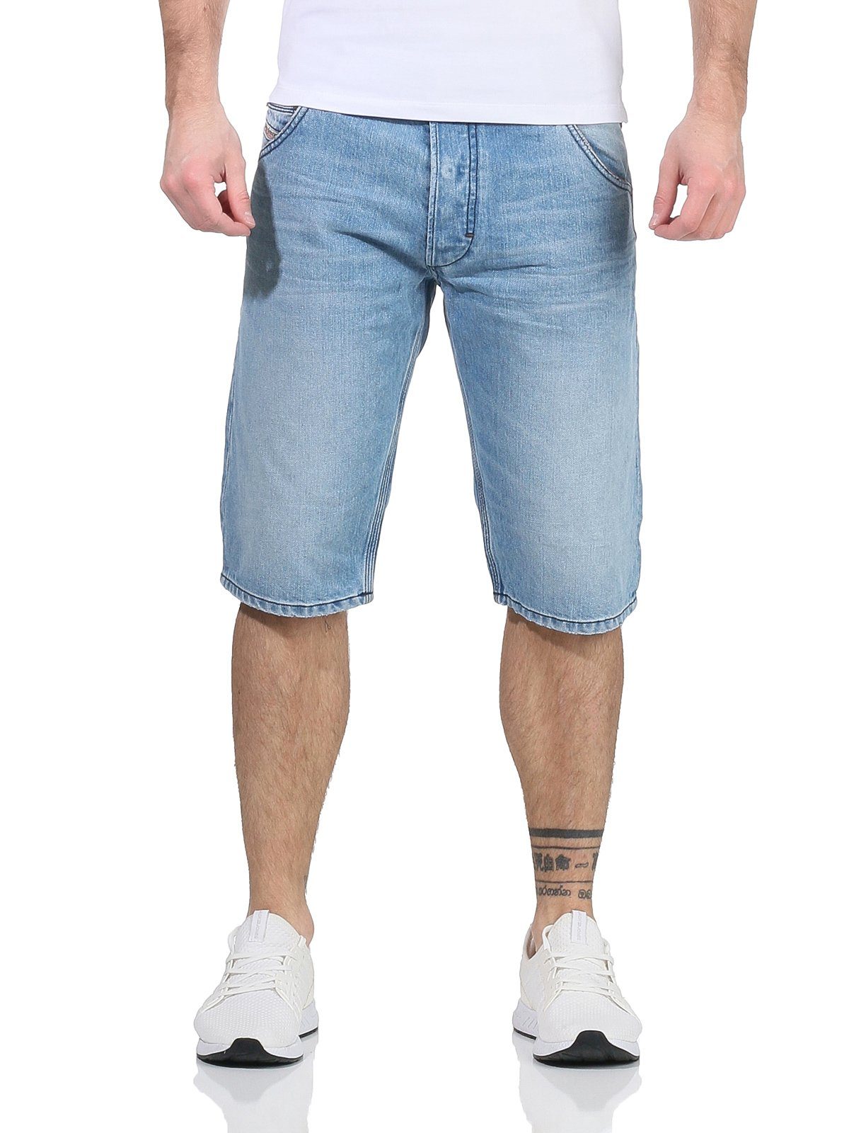 Diesel Jeansshorts Herren Jeans Kroshort RG48R Shorts kurze Hose Shorts, dezenter Used-Look Hellblau R18K5