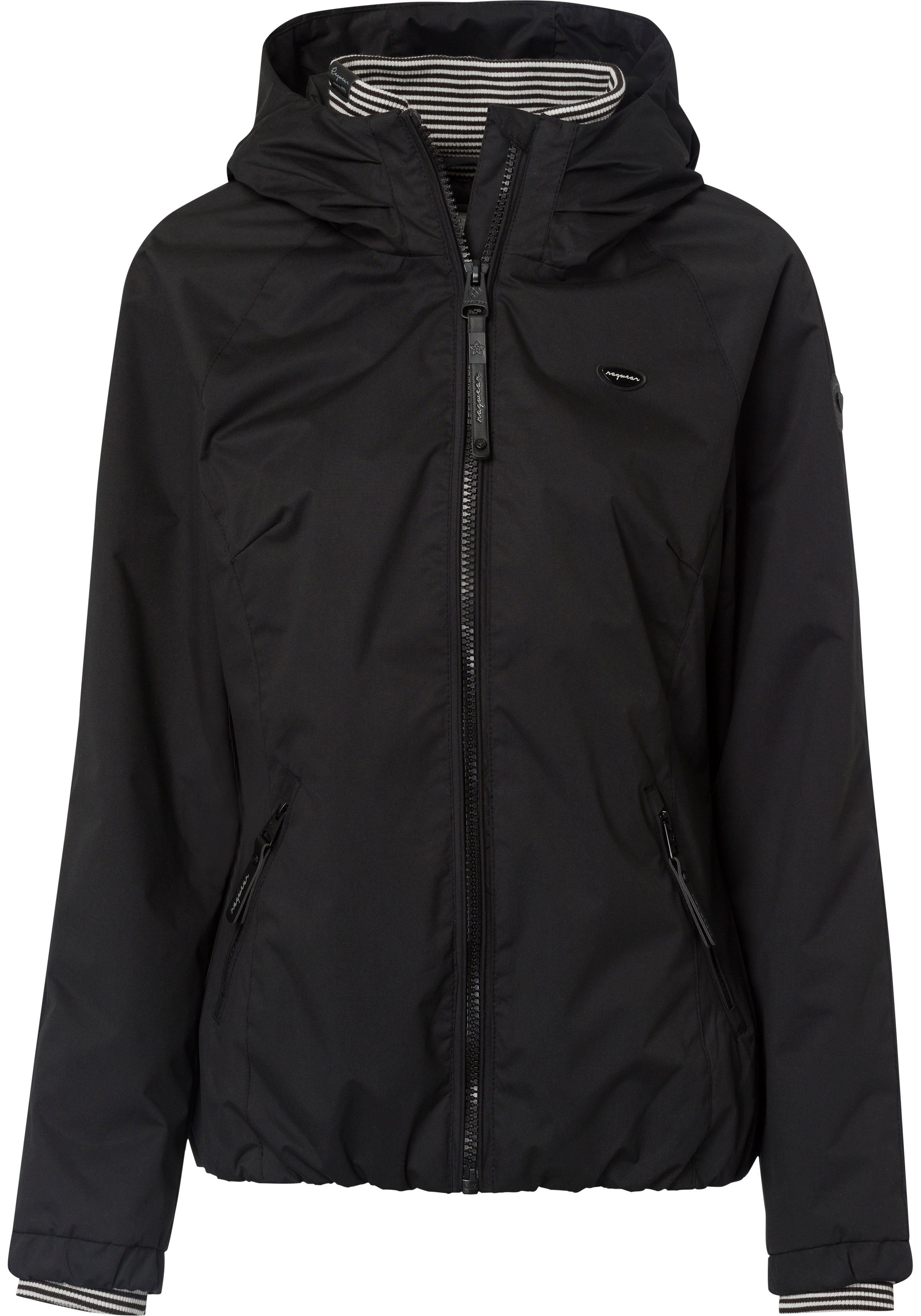 Ragwear Outdoorjacke Übergangsjacke mit Kapuze O black UNI trendige DIZZIE