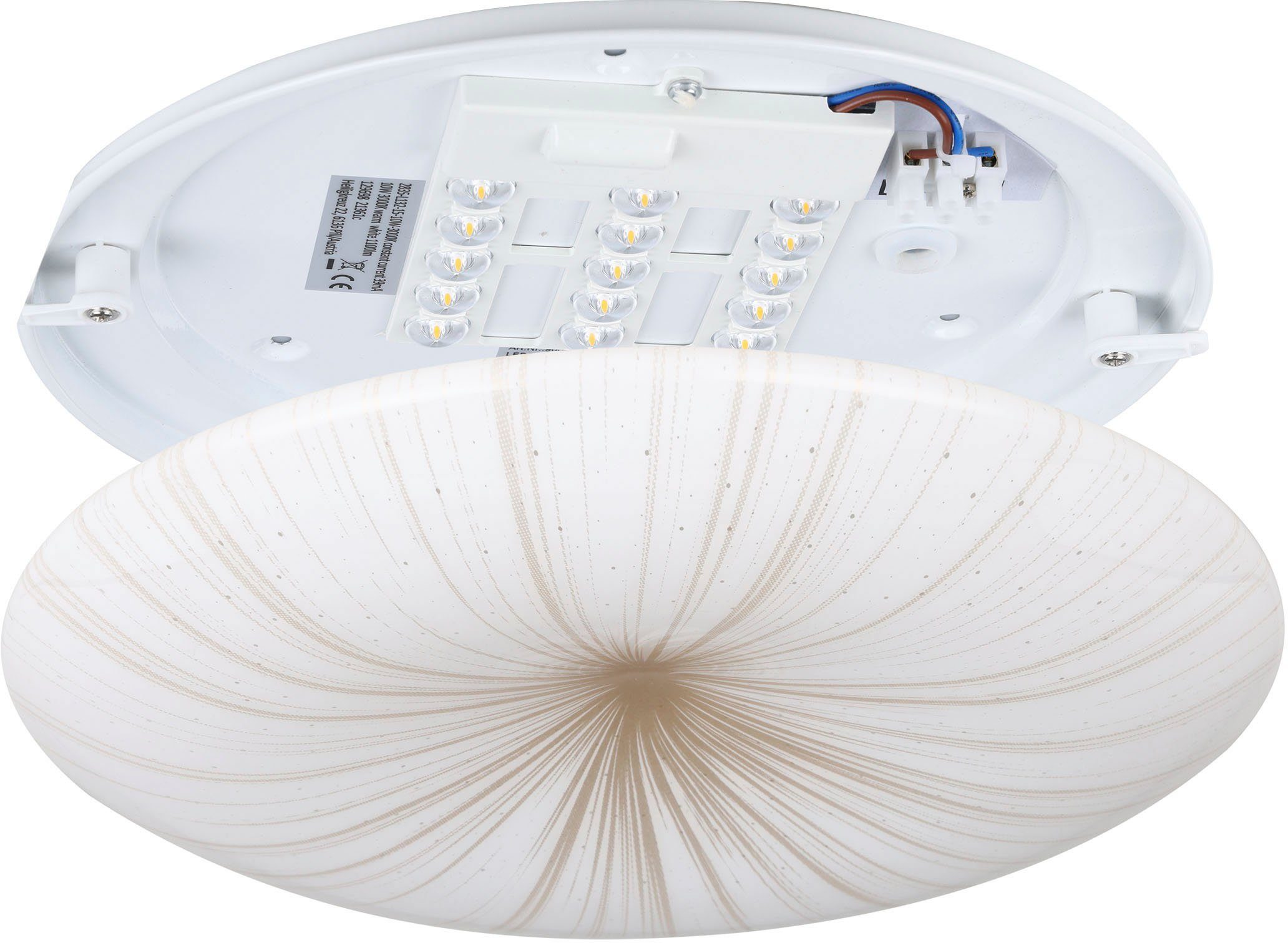 31 und weiß 1, NIEVES LED Deckenleuchte, cm, Flurlampe fest Ø Warmweiß, Schlafzimmerlampe Deckenleuchte EGLO gold, integriert, in