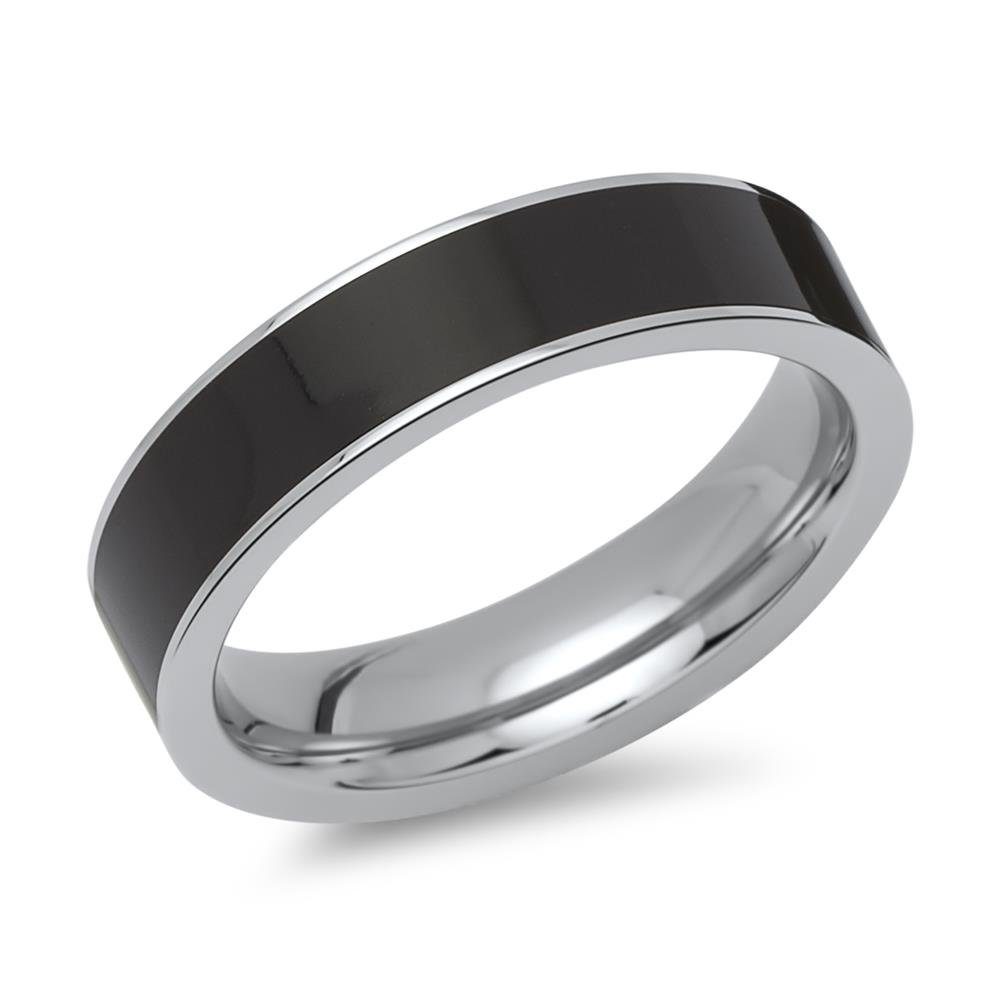 Fingerring Unique Edelstahlring 5mm breit schwarze Emaille R5085