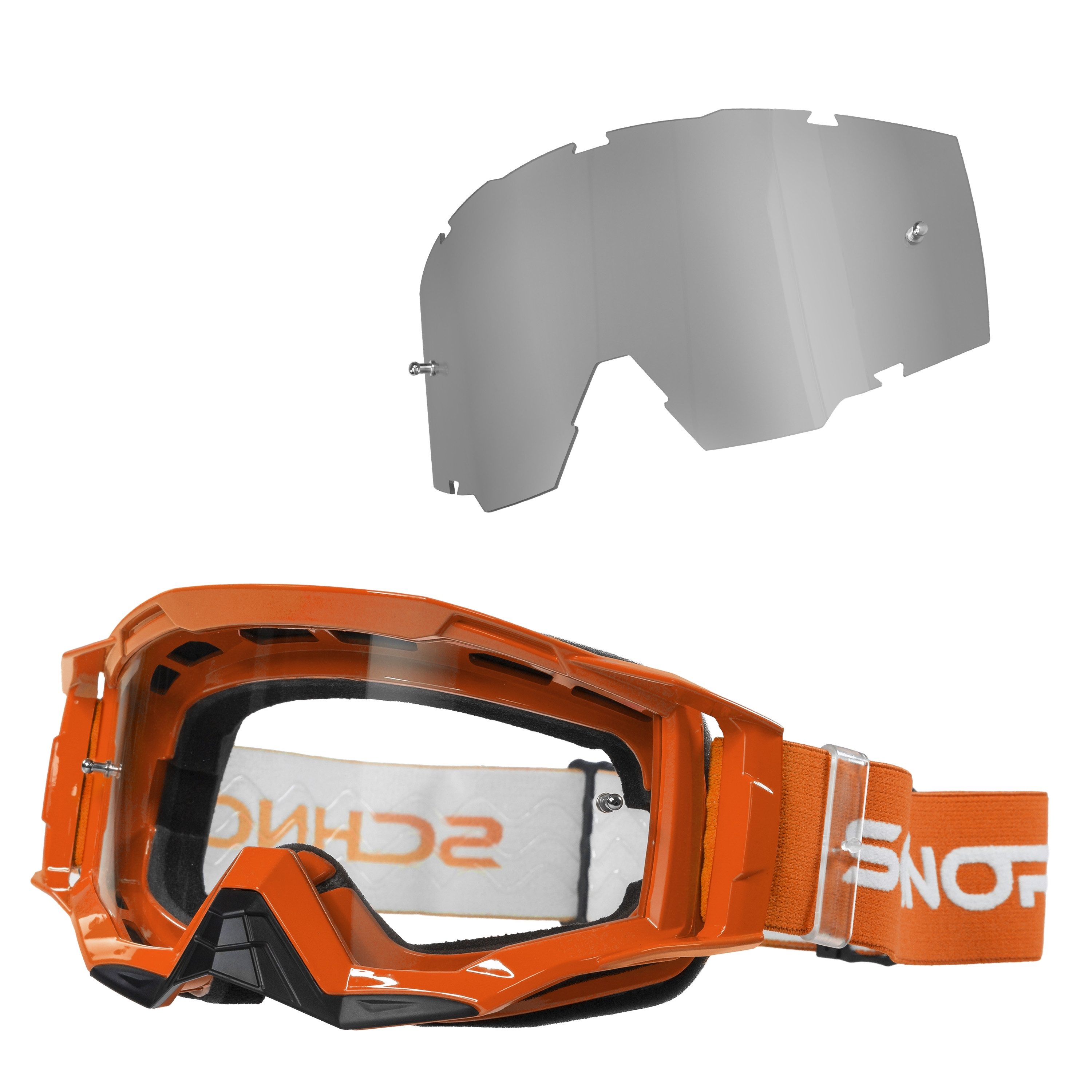 Sportbrille MX Neo Motocross Brille Anti-Fog Tear-Off + Wechselglas Silber