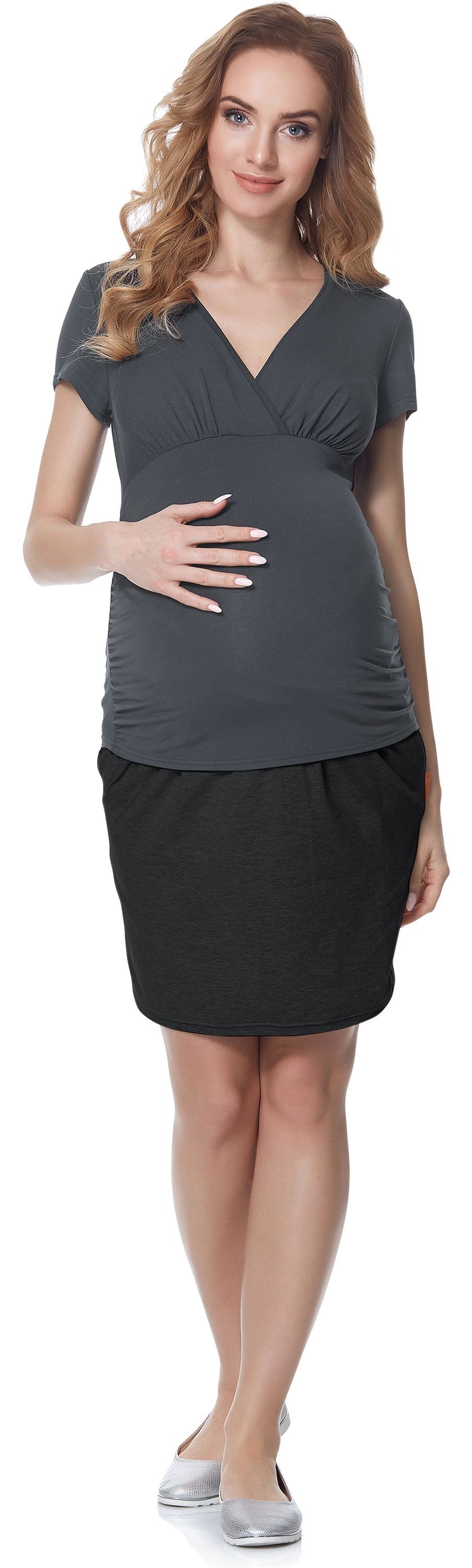 (1-tlg) Stillfunktion BLV50-123 Darkgrey Damen Bellivalini mit Umstands T-Shirt Shirt