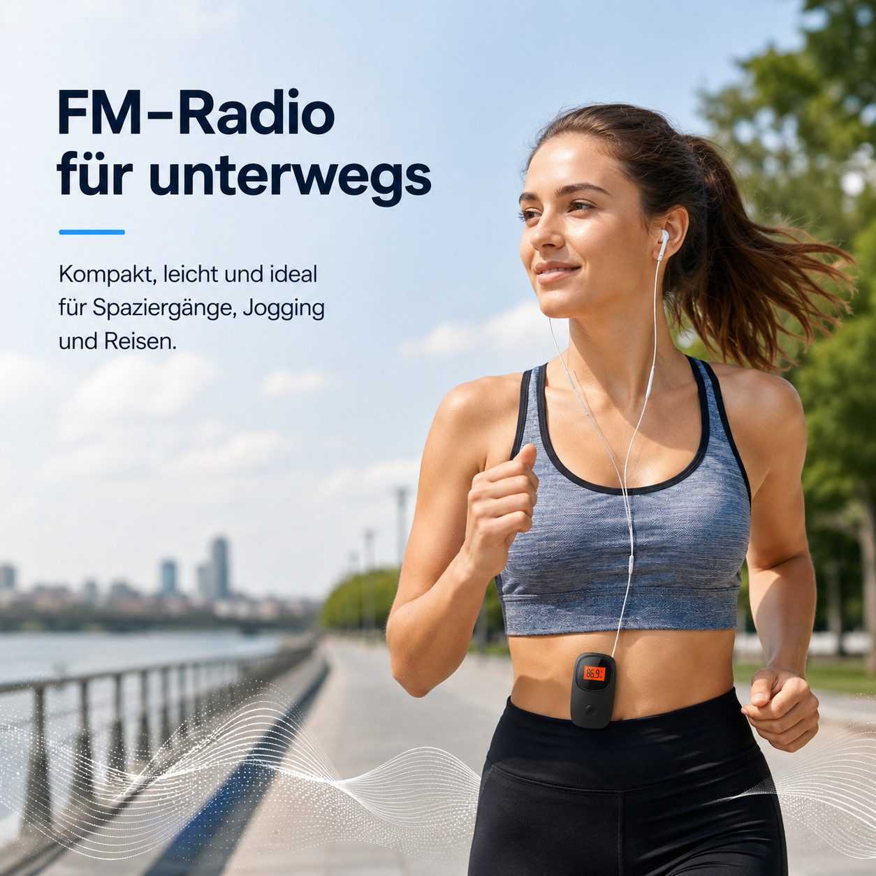 Tekoo UKW Taschenradio tragbar Mini Radio mit LCD-Display & Gürtelclip UKW-Radio (UKW-Empfang, Senderspeicherung, automatischer Sendersuchlauf, 2,45 W, DSP-Chip für stabilen Empfang, orangefarbene Hintergrundbeleuchtung)