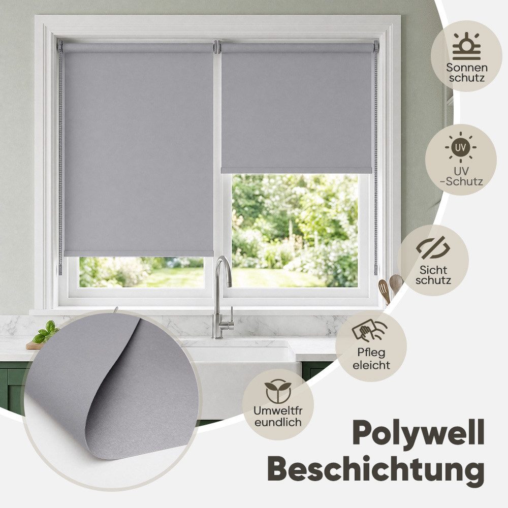 Rollo Seitenzugrollo Verdunkelungsrollo ohne Bohren verdunkelnd Rollo, Sekey, Klemmfix, Klemmfix, Nachhaltiges Papiergewebe mit Leinenstruktu Seitenzugrollo Sic – Bild 2 von 5