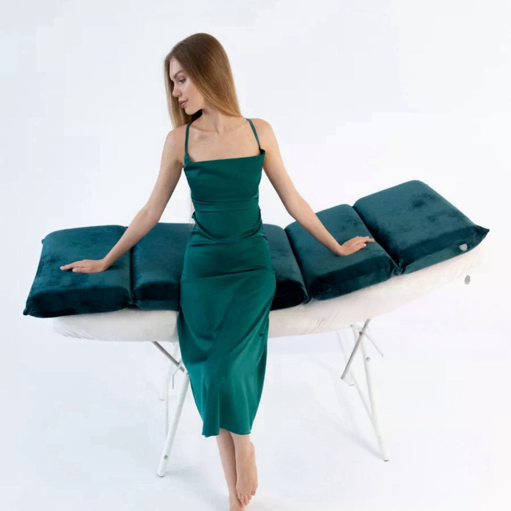 STM Company Massageliege 5-Teilige Matratze mit Memory Schaum für Massageliege, Kosmetikliege (180x60 / 190x70 cm, mit Veloursbezug), Sectional Topperfür Wimpernverlängerungen, PMU