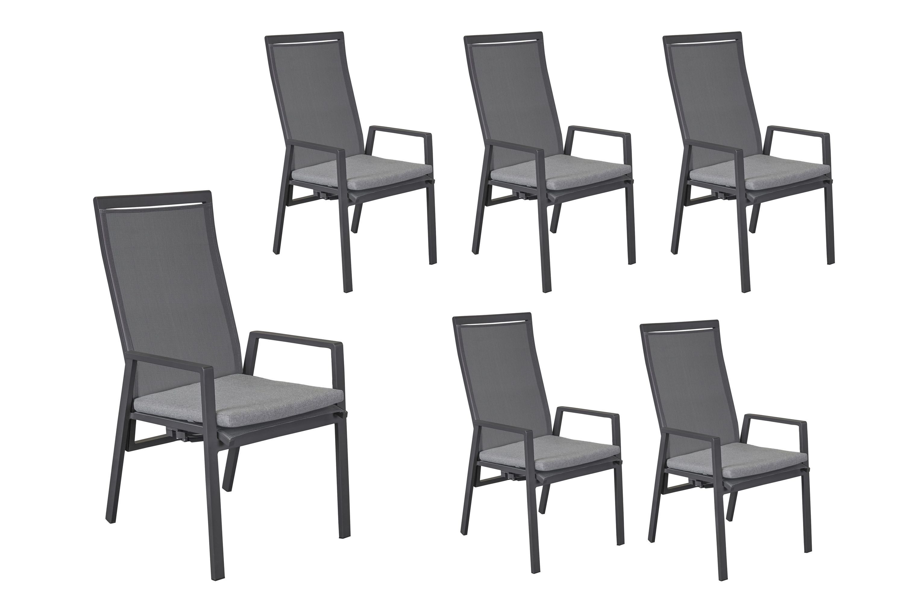 LC Garden Gartenstuhl LC Garden »Sunfort« Gartenstuhl grau Positionsstuhl verstellbar (6 St)