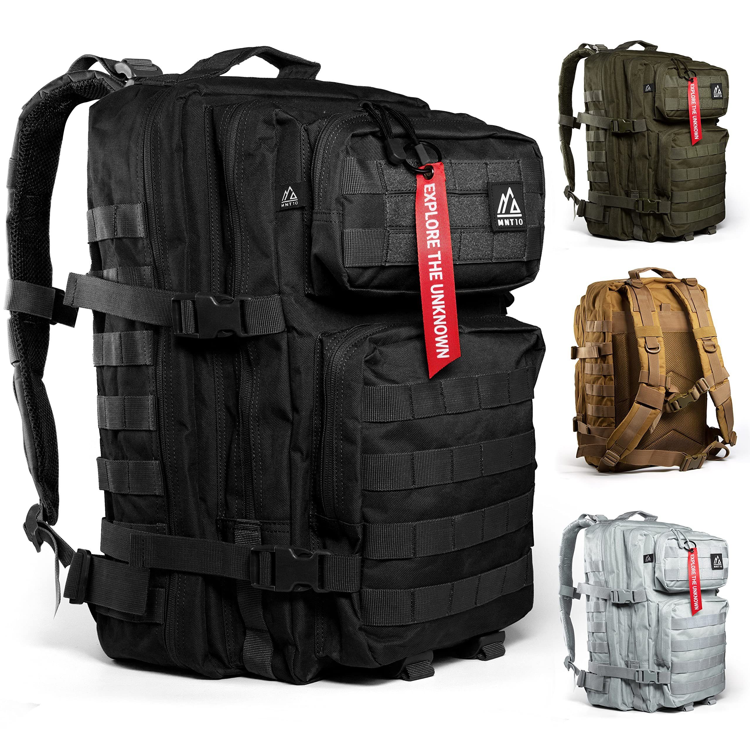 MNT10 Wanderrucksack Taktischer Outdoor Rucksack 28L & 40L I Army Backpack für Reisen, Taktischer Rucksack Herren, Damen I US Cooper Rucksack Tactical Black