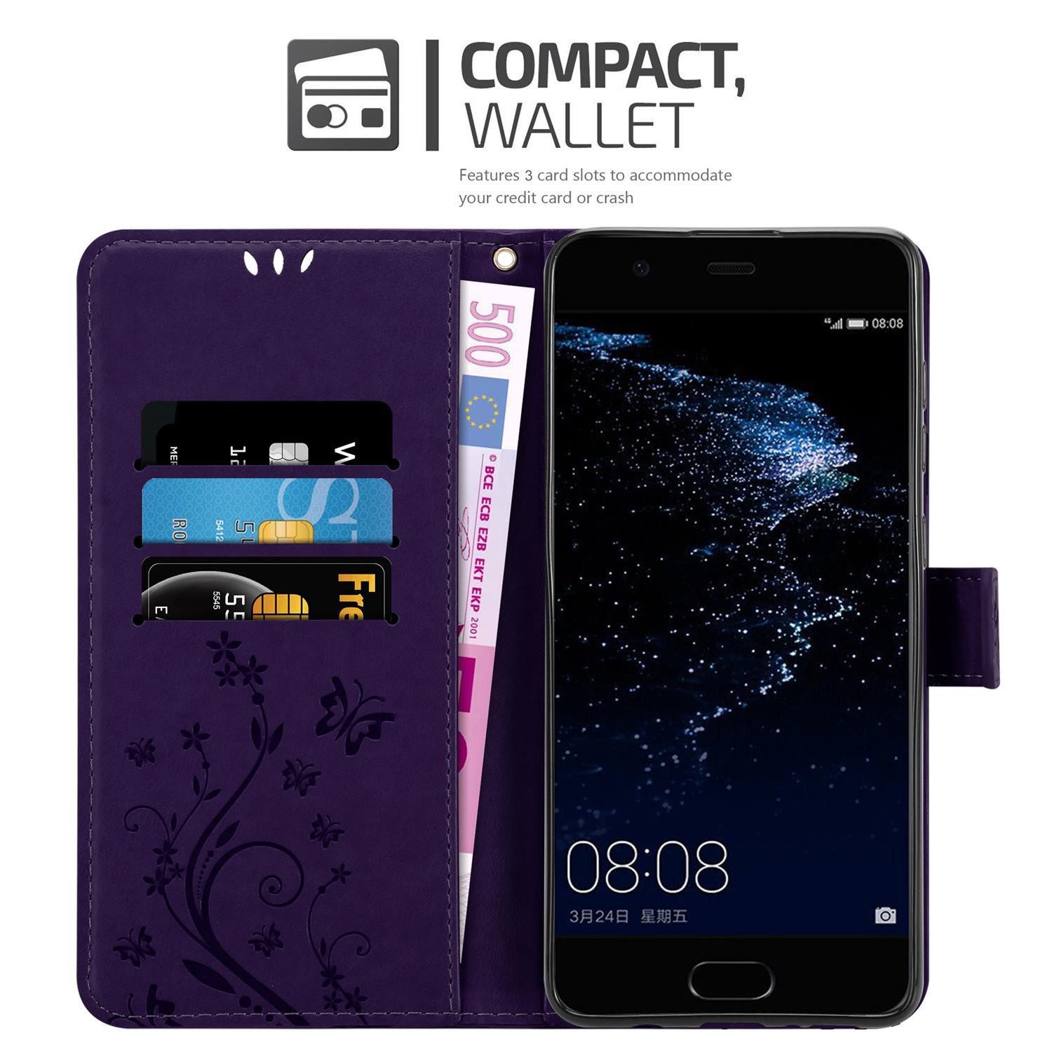 Cadorabo Handyhülle für Huawei P10 PLUS Hülle Huawei P10 PLUS, Hülle Schutzhülle Blumen Flower mit Standfunktion Kartenfach Magnet