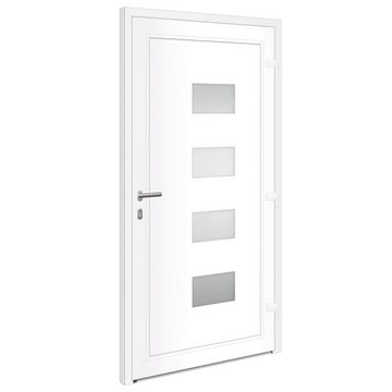 vidaXL Haustür Hauseingangstür Haustür Weiß 110x210 cm Aluminium und PVC Glas-Element