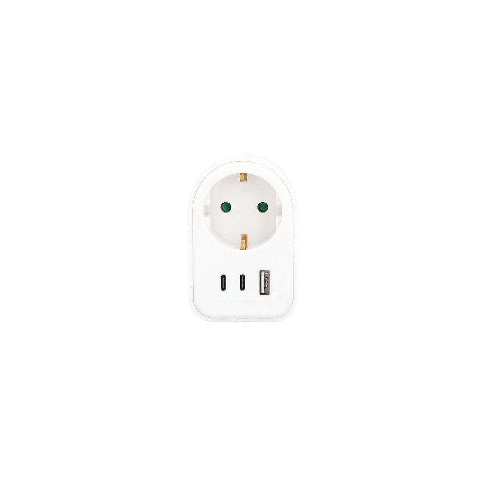 UNITEC Rundstecker Unitec Zwischenstecker mit USB Typ A+C