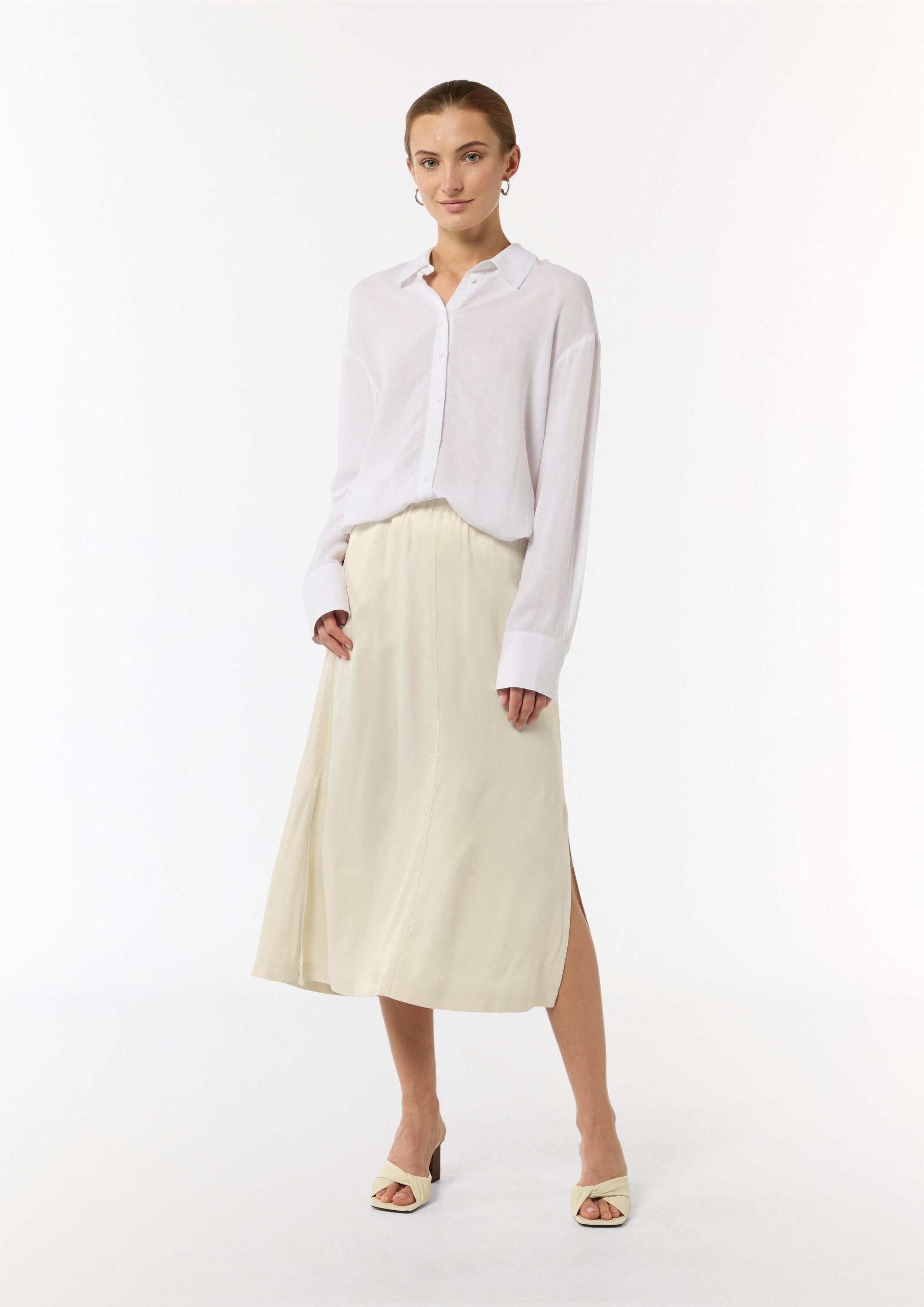 comma Midirock Rock Satinierter Midi-Rock mit bequemem Bund