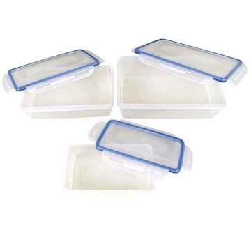 Jelenia Plast Aufbewahrungsbox 3er-Set Quick Clip Frischhaltedosen 4- fach Verschluss Aufbewahrung Ge