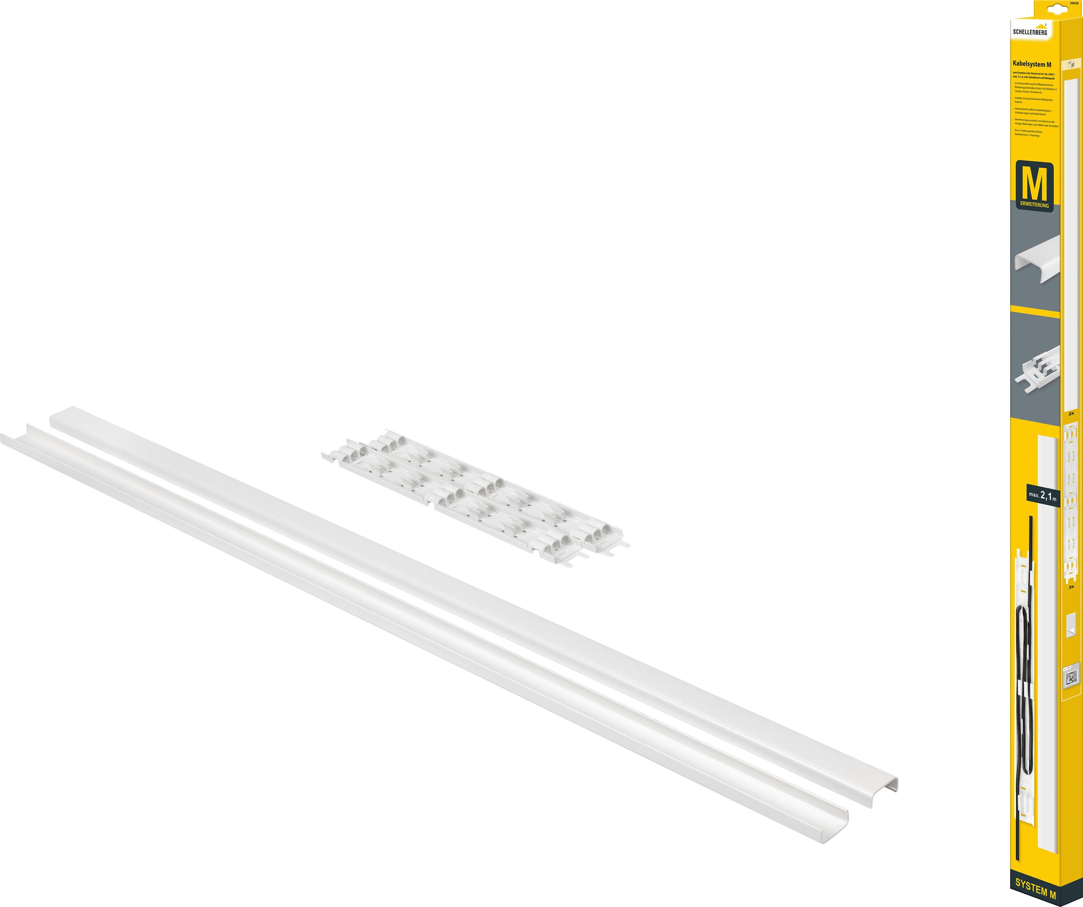 SCHELLENBERG Kabelkanal System M Erweiterung zur Aufputzmontage, kleben oder schrauben, Kabel Organizer, 2,1 m, weiß