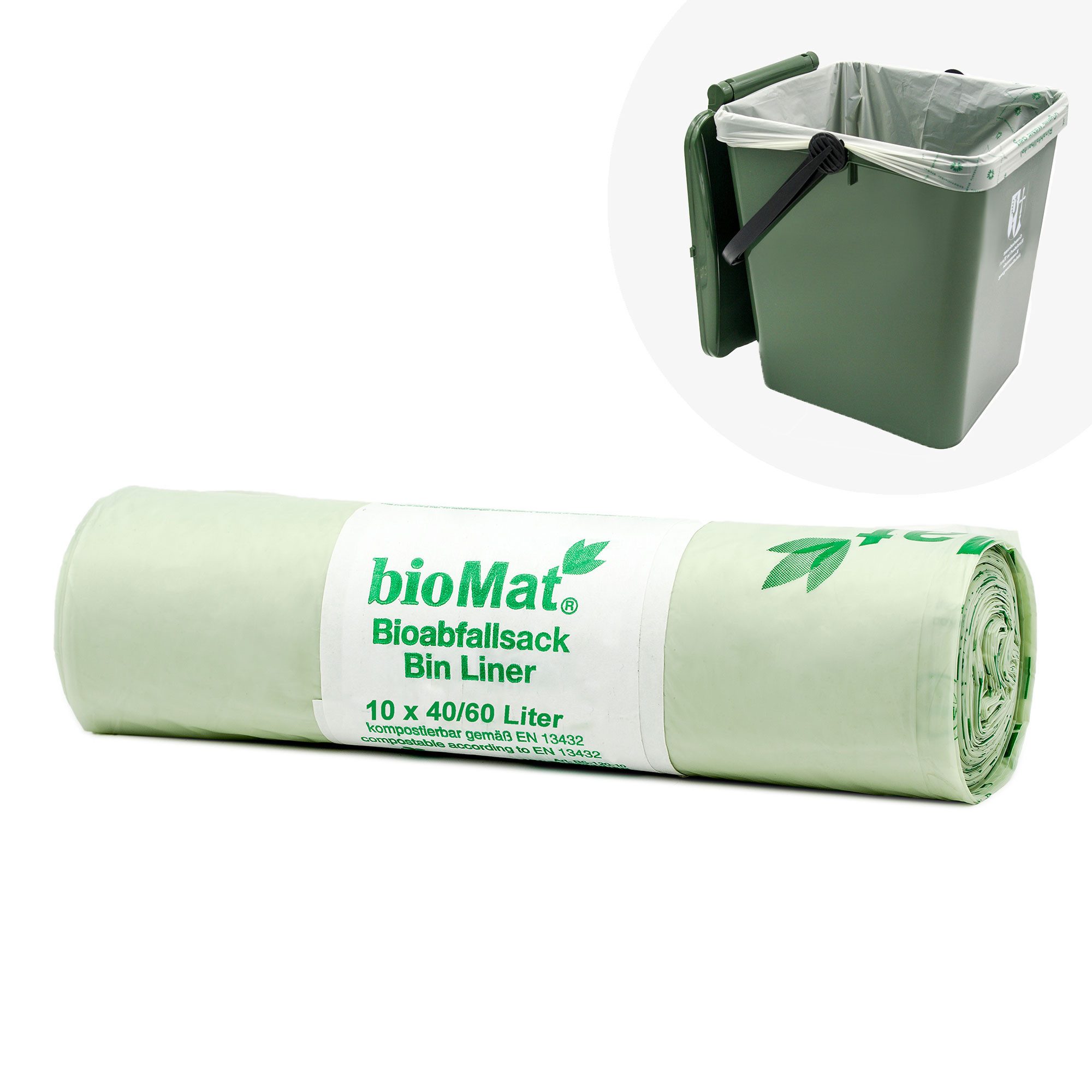 bioMat Müllbeutel bioMat Kompostierbare 60l Müllsäcke, EN13432, Made in Germany