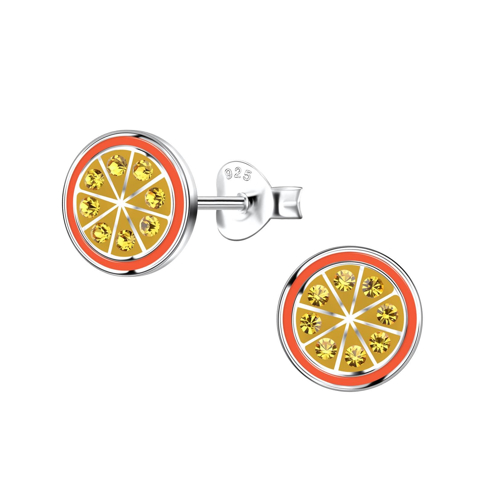 Monkimau Ohrring-Set Orangen Kinder Ohrringe 925 Silber, Hypoallergen