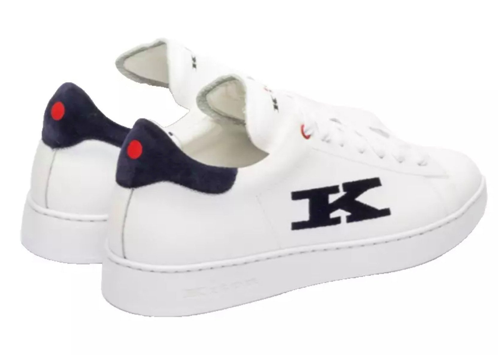 Kiton K-Logo Kalbsleder Schuhe Sneaker Kontrastierender Wildlederabsatz, Lederfutter, Innensohle aus Leder