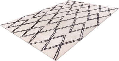 Hochflor-Teppich Leasly, Leonique, rechteckig, Höhe: 27 mm, retro, Teppich im Rauten-Muster, weich