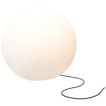 Lightbox Außen-Stehlampe, ohne Leuchtmittel, Außen-Lichtkugel 60cm, 1x E27 max. 60W, Kunststoff, weiß