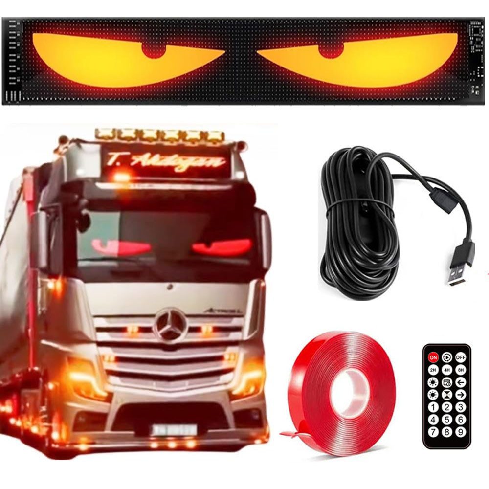 JOYOLEDER LED Dekolicht LED Augen für LKW und Auto,DIY Car Dynamic LED Smart Colorful Eye Lamp, 192*898mm, Soft Screen, Devil Eyes, USB Flexibles Bluetooth App-Steuerungsdisplay, Led Eyes for Car Window