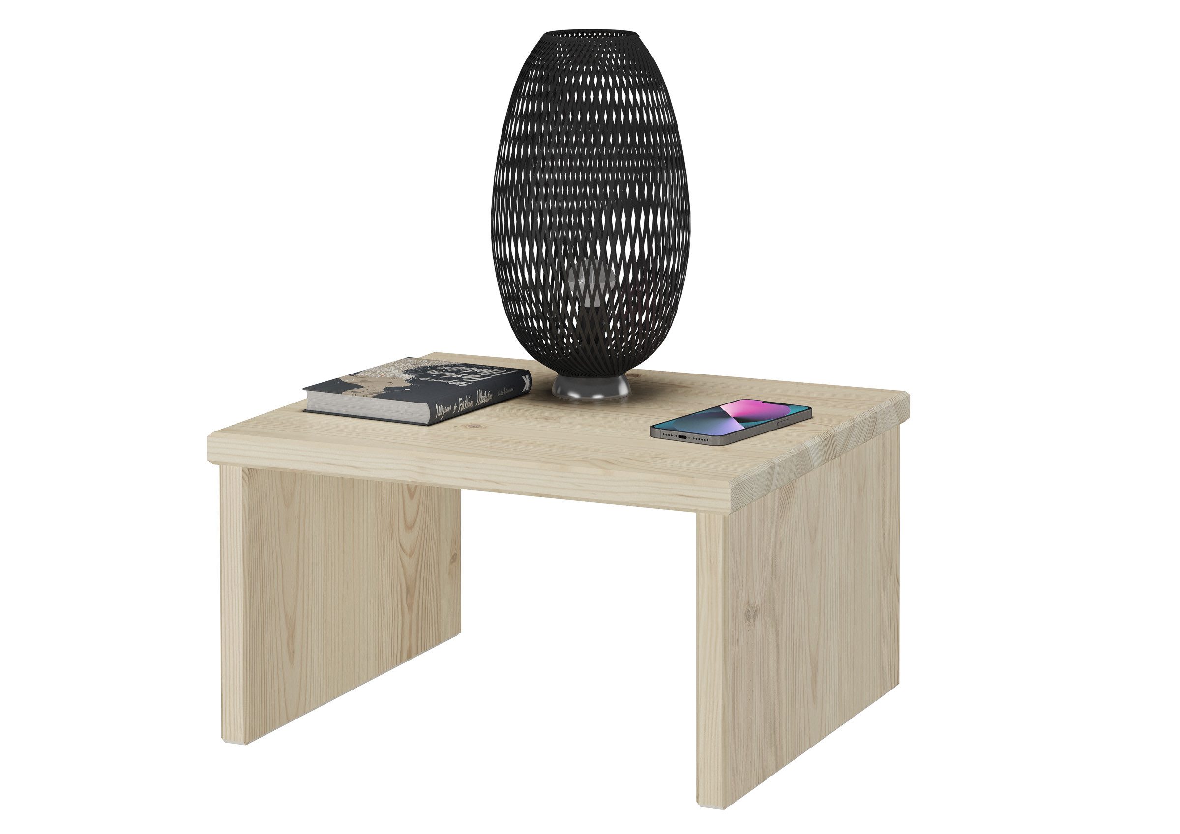 ERST-HOLZ Nachtkommode Metallfreier Nachttisch Niedrig aus Fichte Massiv, 90.20-K6 - Nachttisch niedrig metallfrei