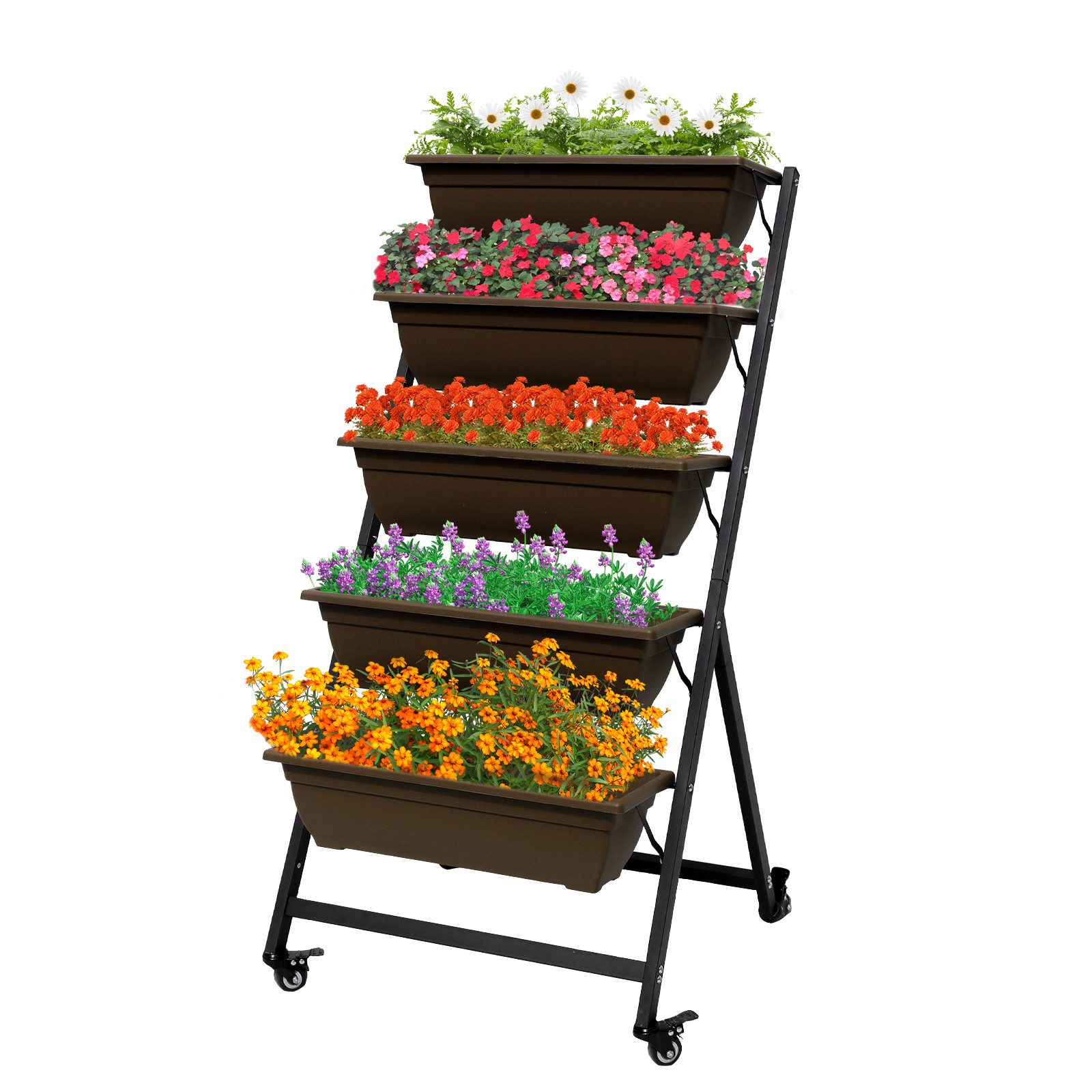 KAHOO Pflanzentreppe 5-stöckiger Blumenständer, 66x65x134cm, Rädern günstig online kaufen
