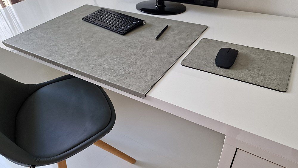 Profi Mats Schreibtischunterlage Gewinkelt mit Kantenschutz Just Kunst Leder inkl Mauspad