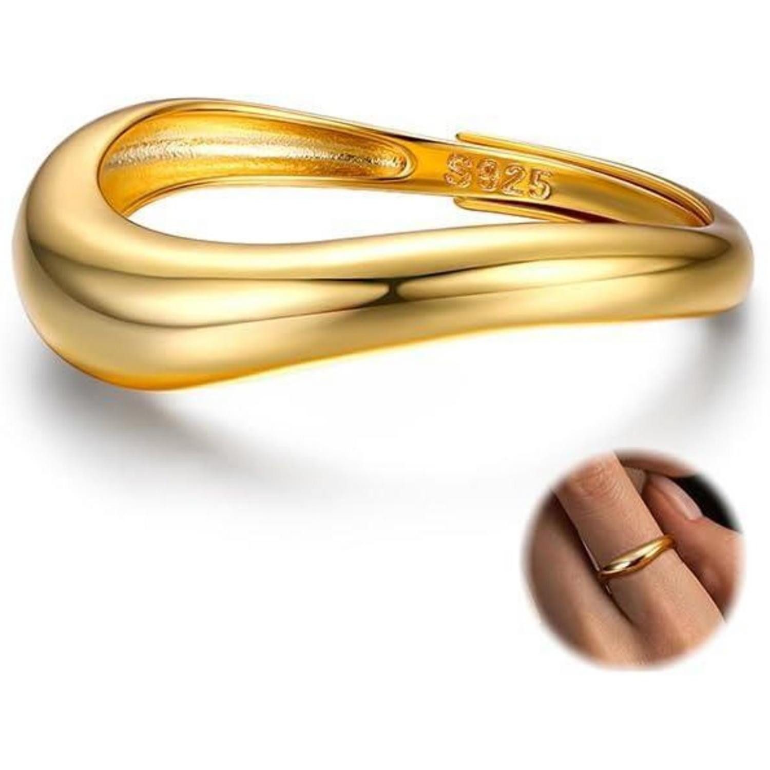 Adramata Verlobungsring Adramata Ring Silber 925 Damen 14K Vergoldet Verstellbar