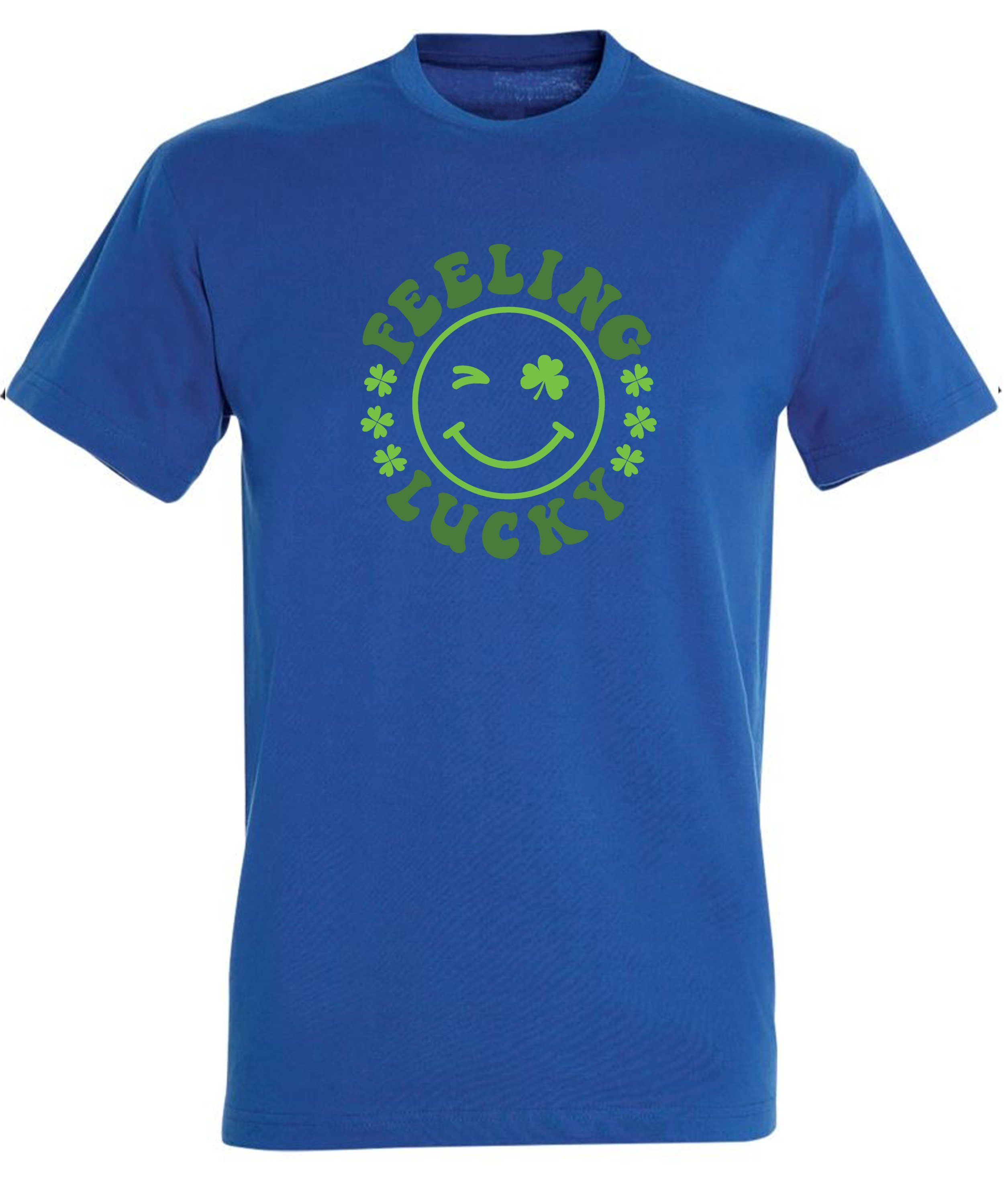 T-Shirt Herren Print Shirt - Zwinkerndes Gesicht mit Kleeblättern