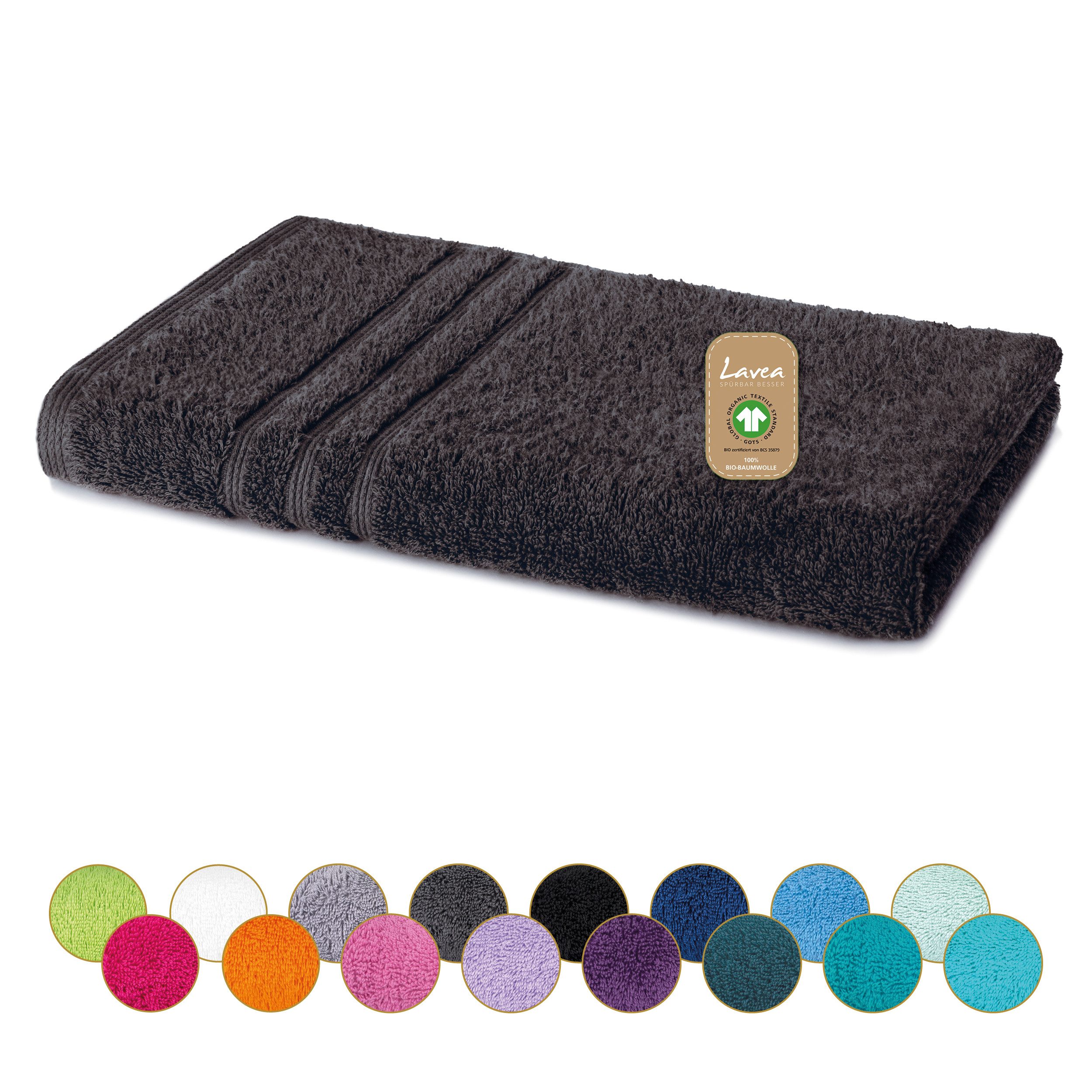 Lavea Handtücher Bali Handtuch 50x100 cm, Sporthandtuch, Fitness-Handtuch, Weiches Bio-Baumwollfrottee (1-St), pflegeleicht, GOTS-zertifiziert, extra saugstark mit 500g/m²