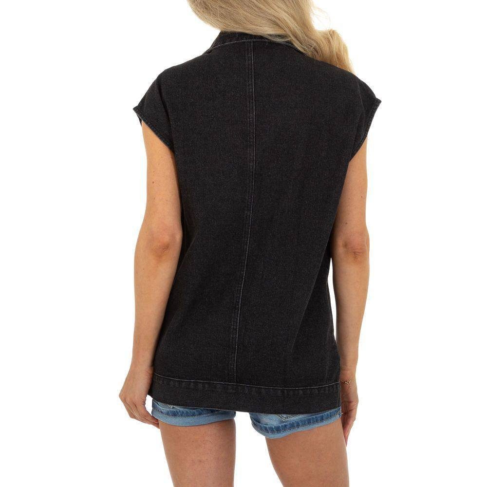 Ital-Design Jeansjacke Damen Freizeit Wickel Jeansstoff Jeansjacke in Schwarz