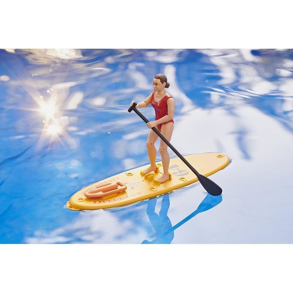 Bruder® Actionfigur bworld Stand Life Spielfigur up Paddle, mit Paddel 62785 Rettungsschwimmerin Guard mit