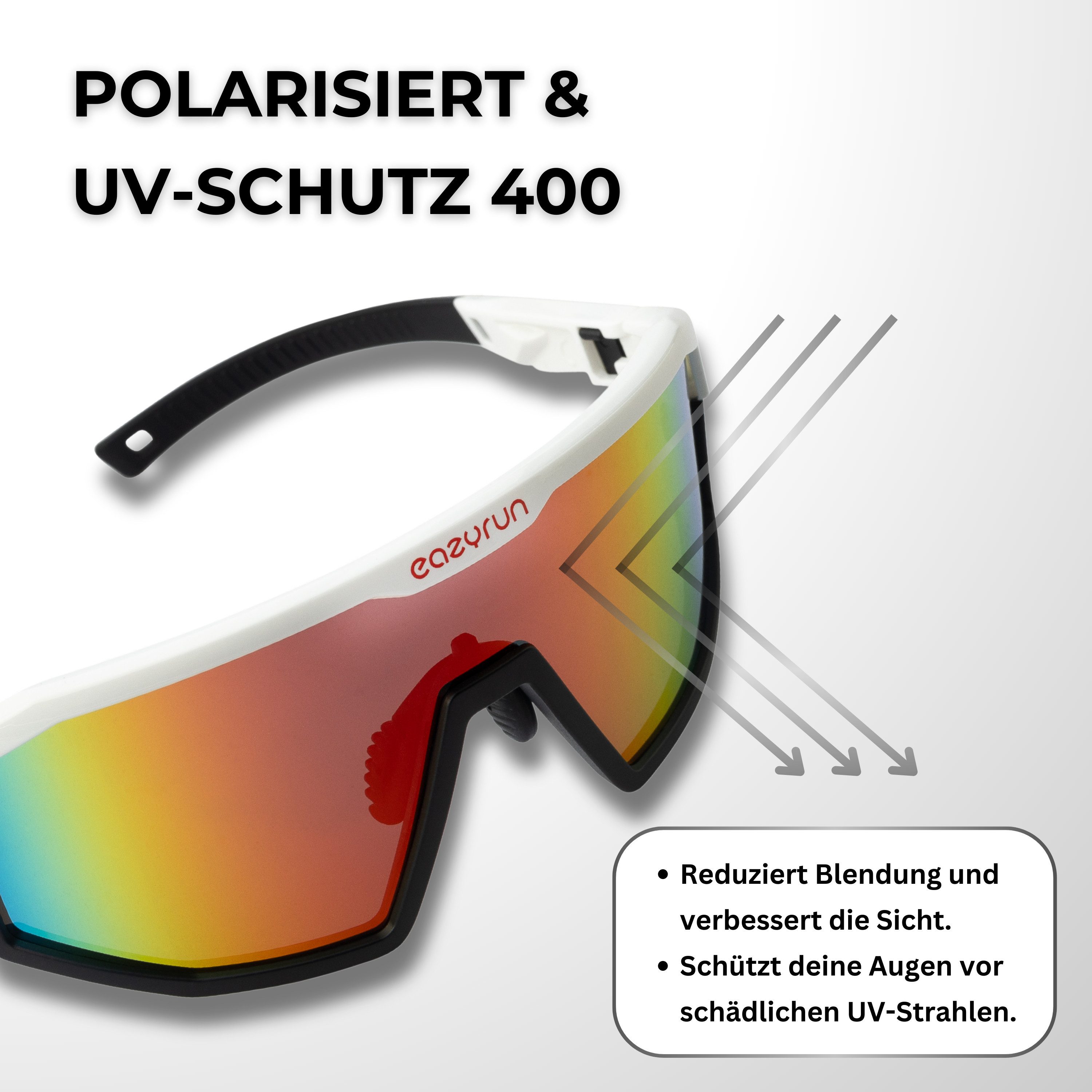 EyeAm Fahrradbrille, Sportbrille, Unisex Design, Für Sport, Rad, Laufen, MTB & Outdoor, (Modell: EAZYRUN), UV-Schutz 400