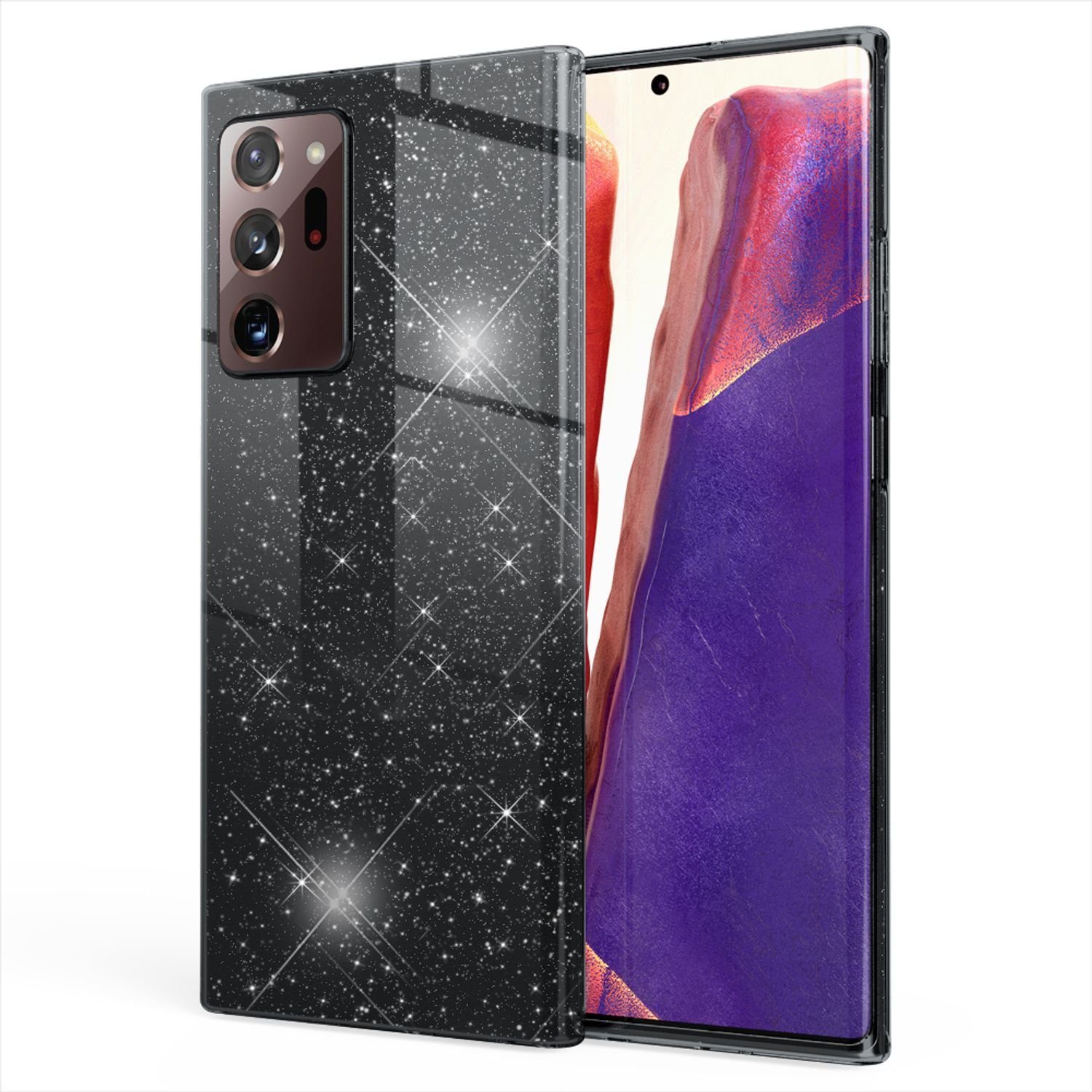 Nalia Smartphone-Hülle Samsung Galaxy Note 20 Ultra, Glitzer Silikon Hülle / Glänzender Hybrid Schutz / Stoßfest & Robust