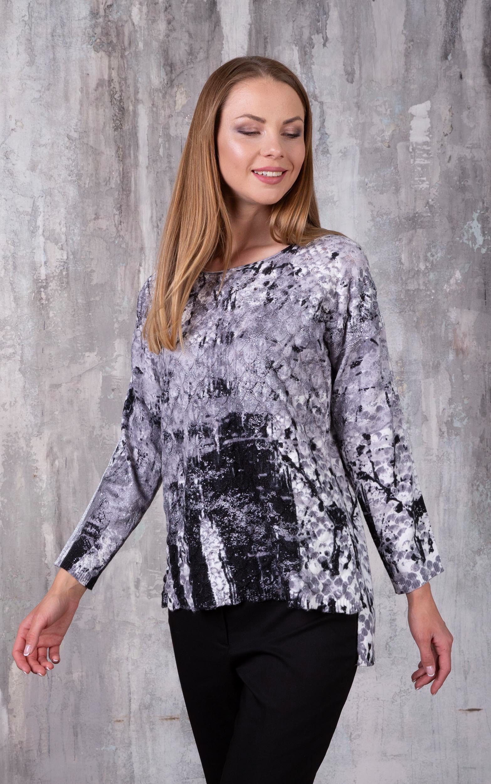 Passioni Strickpullover mit abstraktem Print