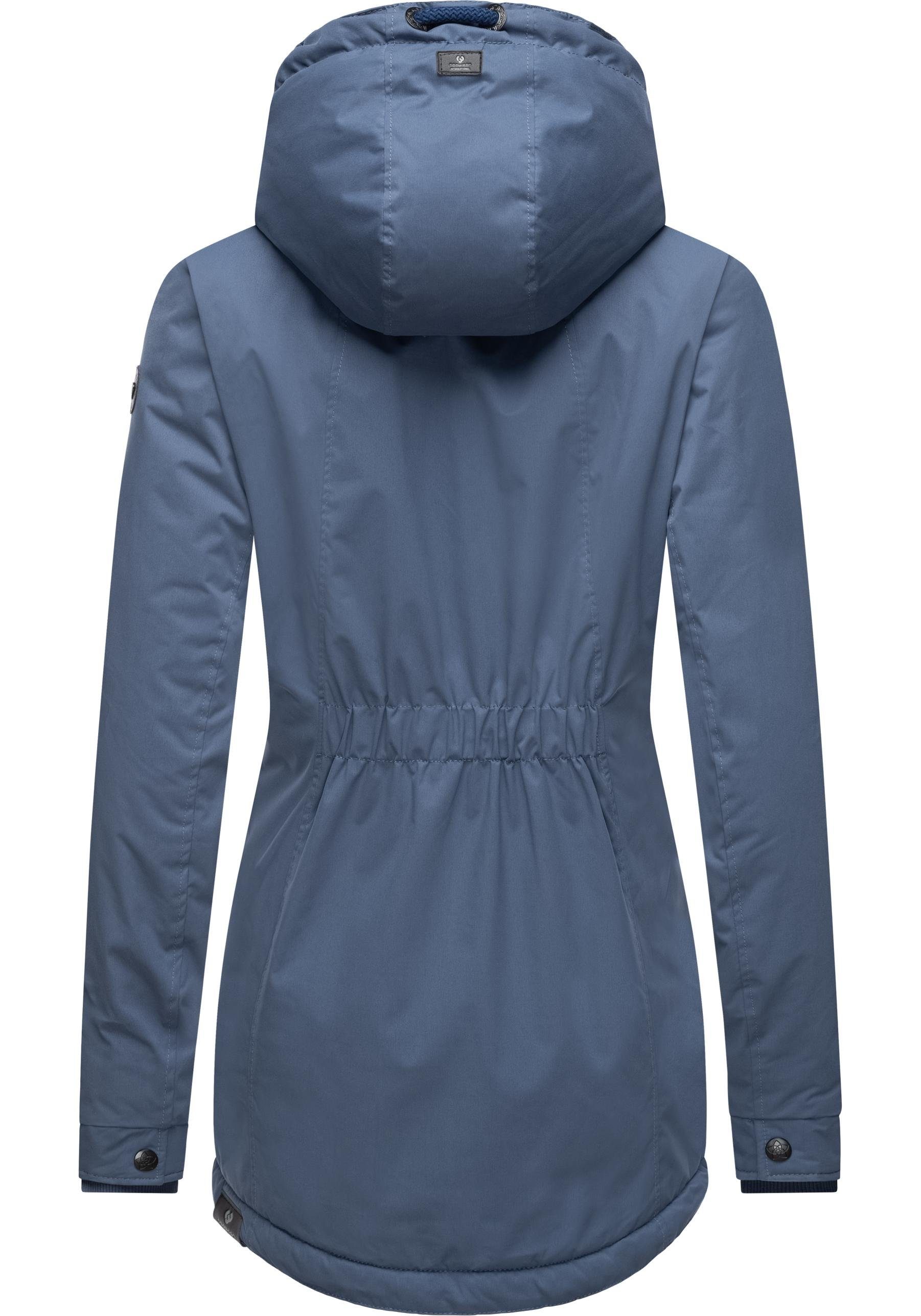 Ragwear Winterjacke stylischer Zuzka mit Winterparka indigo Teddyfleece Winter Innenfutter