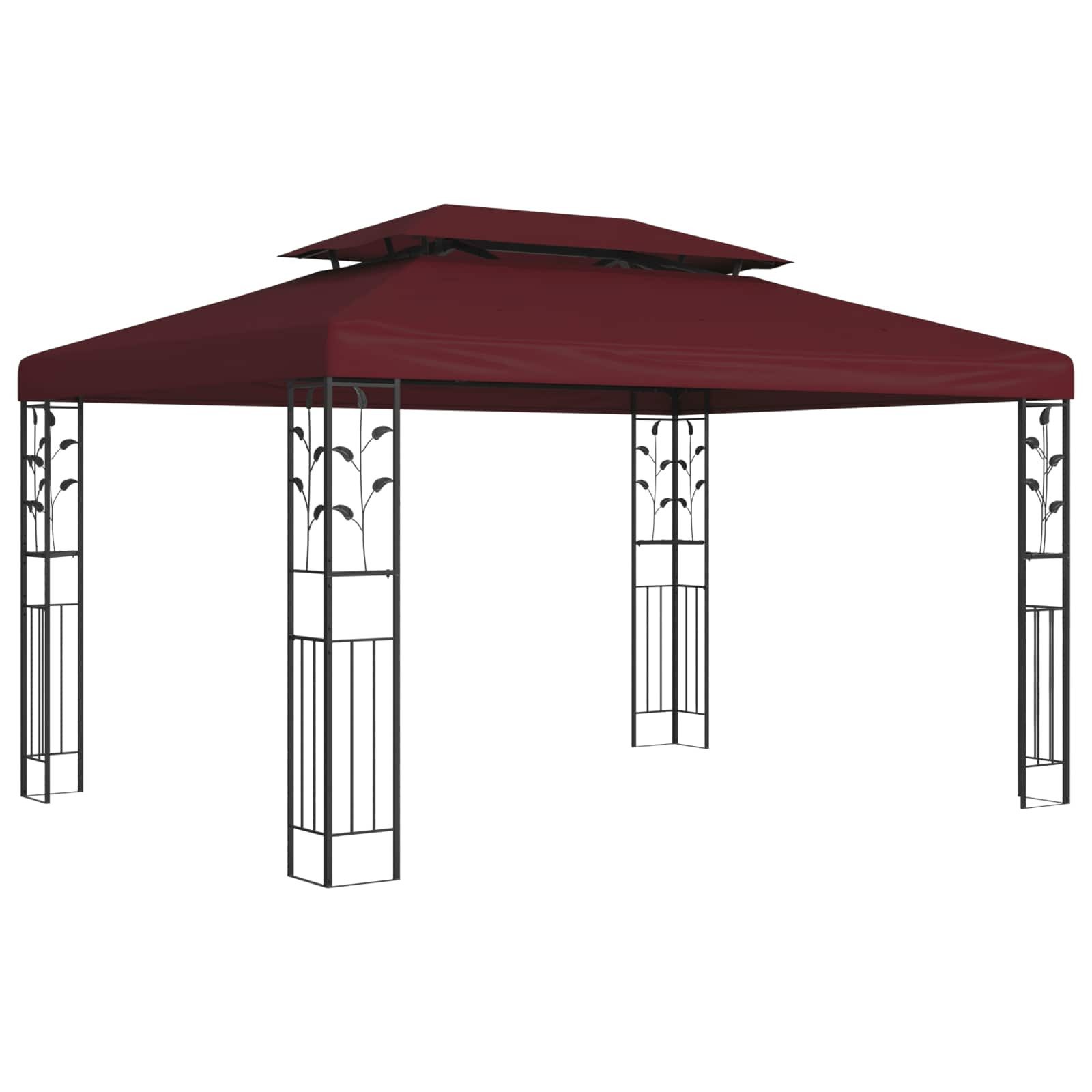 vidaXL Partyzelt Pavillon 3,97 x 2,96 x 2,68 m Weinrot Polyester und Stahl