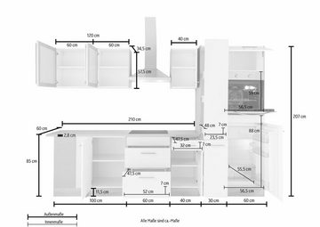 OPTIFIT Winkelküche Kalmar, mit E-Geräten, Stellbreite 300 x 175 cm
