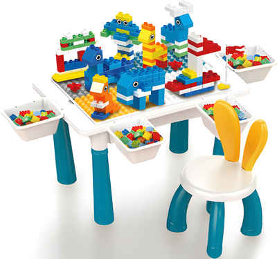 Kadii Spielbausteine Bausteine Spieltisch mit Aufbewahrung 6in1 für Kinder ab 3 Jahre, (100 St)