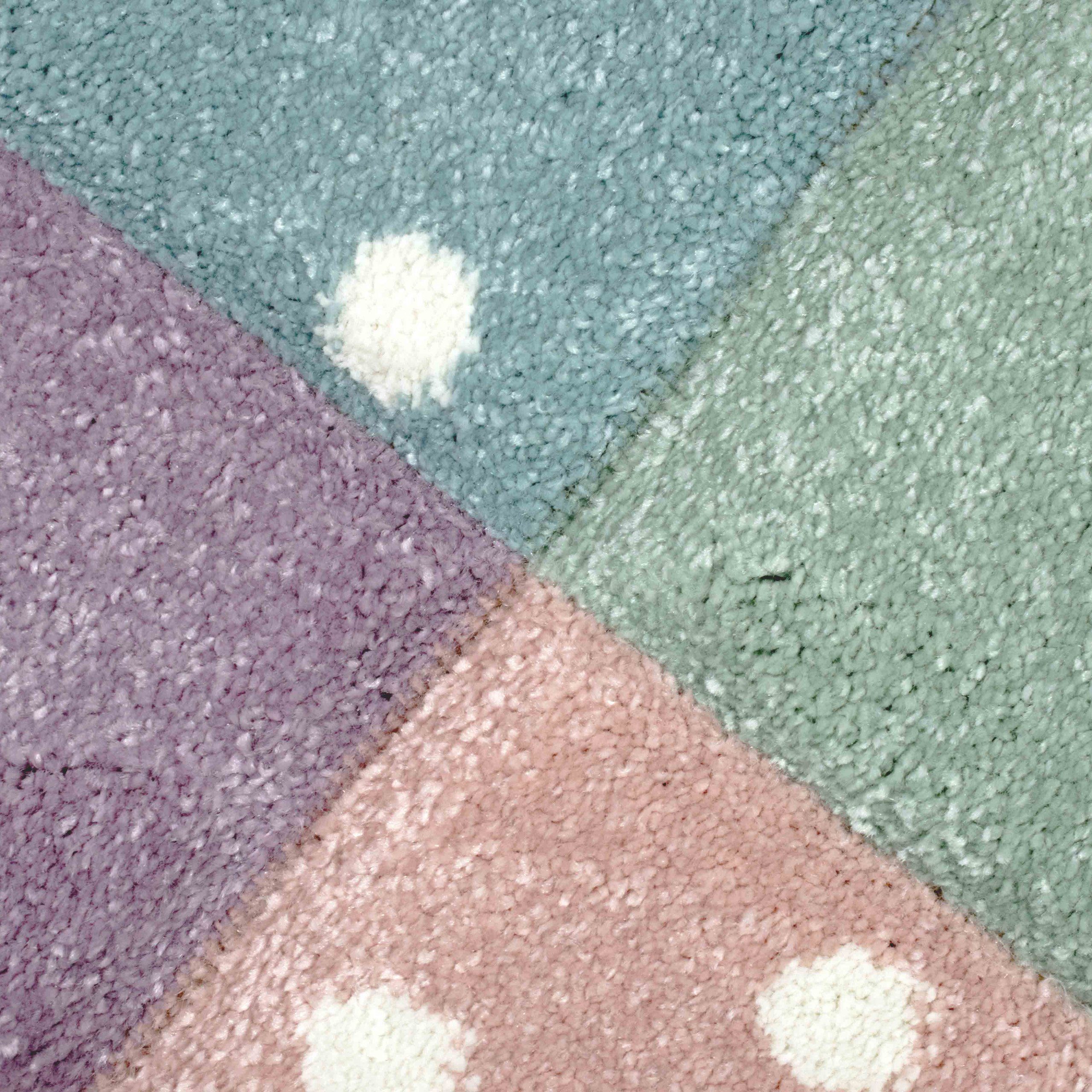 TeppichHome24 Kinderteppich Kinderzimmer Teppich Herz Stern Bunt, Rund, Höhe: 13 mm – Bild 3 von 5