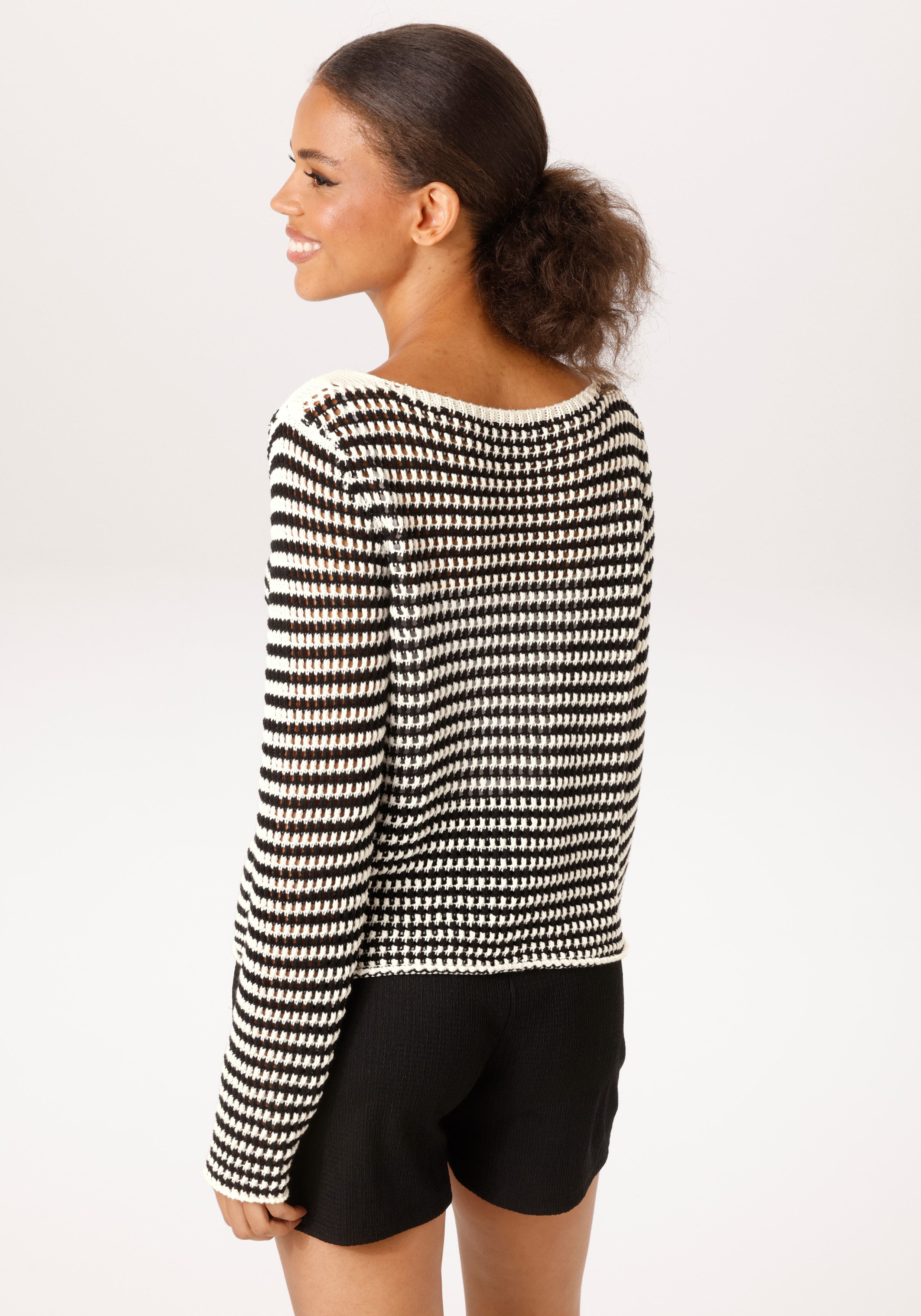 Aniston CASUAL Strickpullover mit Lochmuster in Häkel-Optik