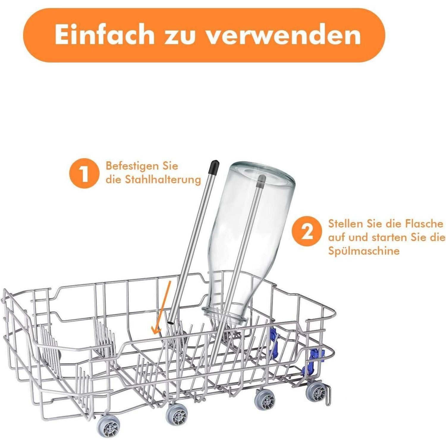 LuxusKollektion Flaschenhalter Spülmaschineneinsatz Flaschenhalter Edelstahl, 6 Stück, extra – Bild 5 von 5
