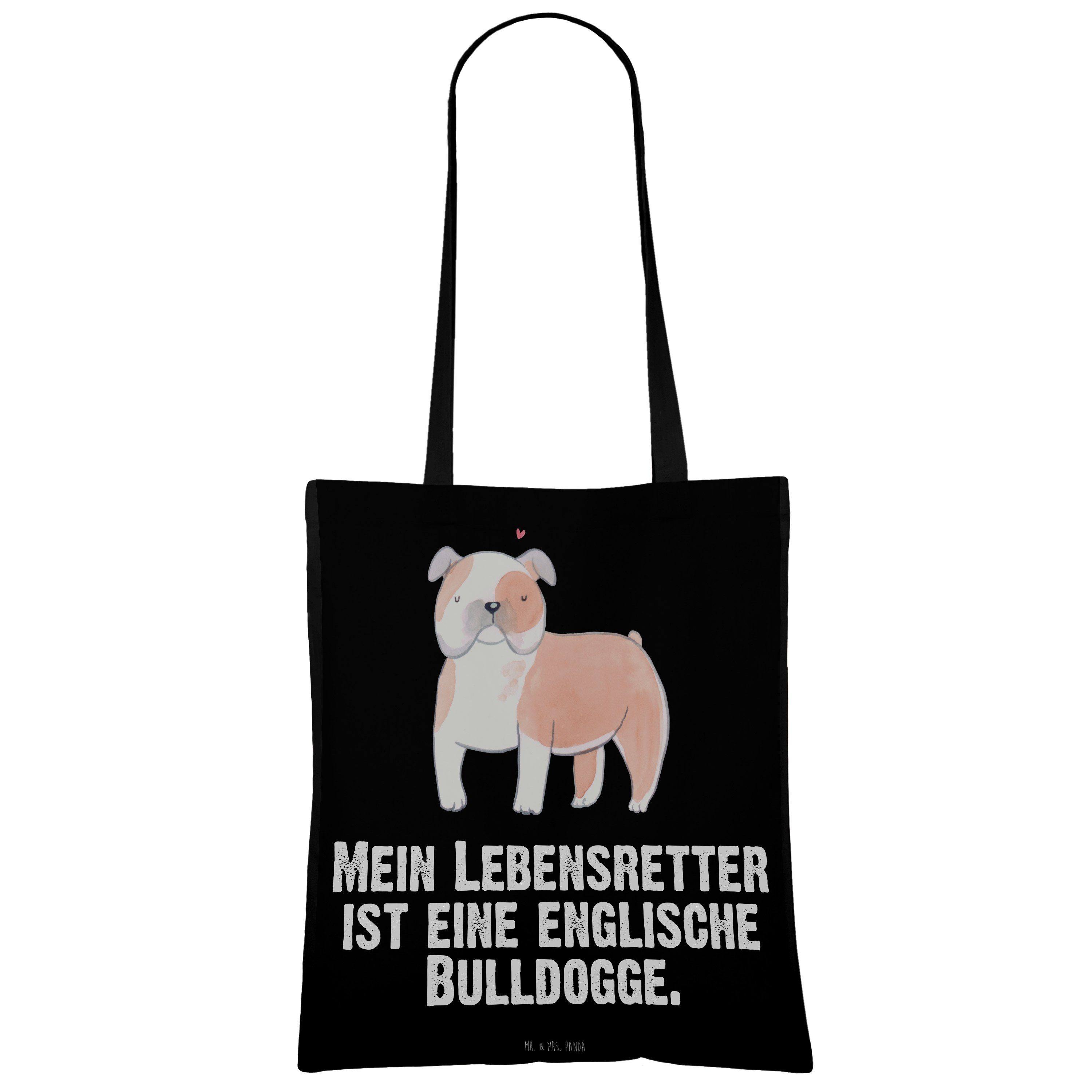 Panda Mrs. - Lebensretter (1-tlg) Geschenk, Beuteltasche, - Schwarz & Englische Mr. Tragetasche Bulldogge