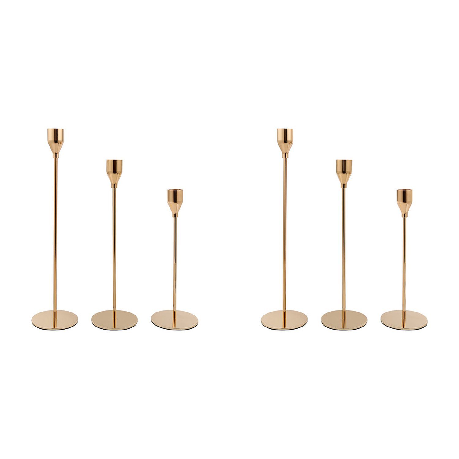 TolleTour Kerzenständer 6x Kerzenständer aus Eisen Kerzenhalter Stumpenkerzenhalter für Fest gold